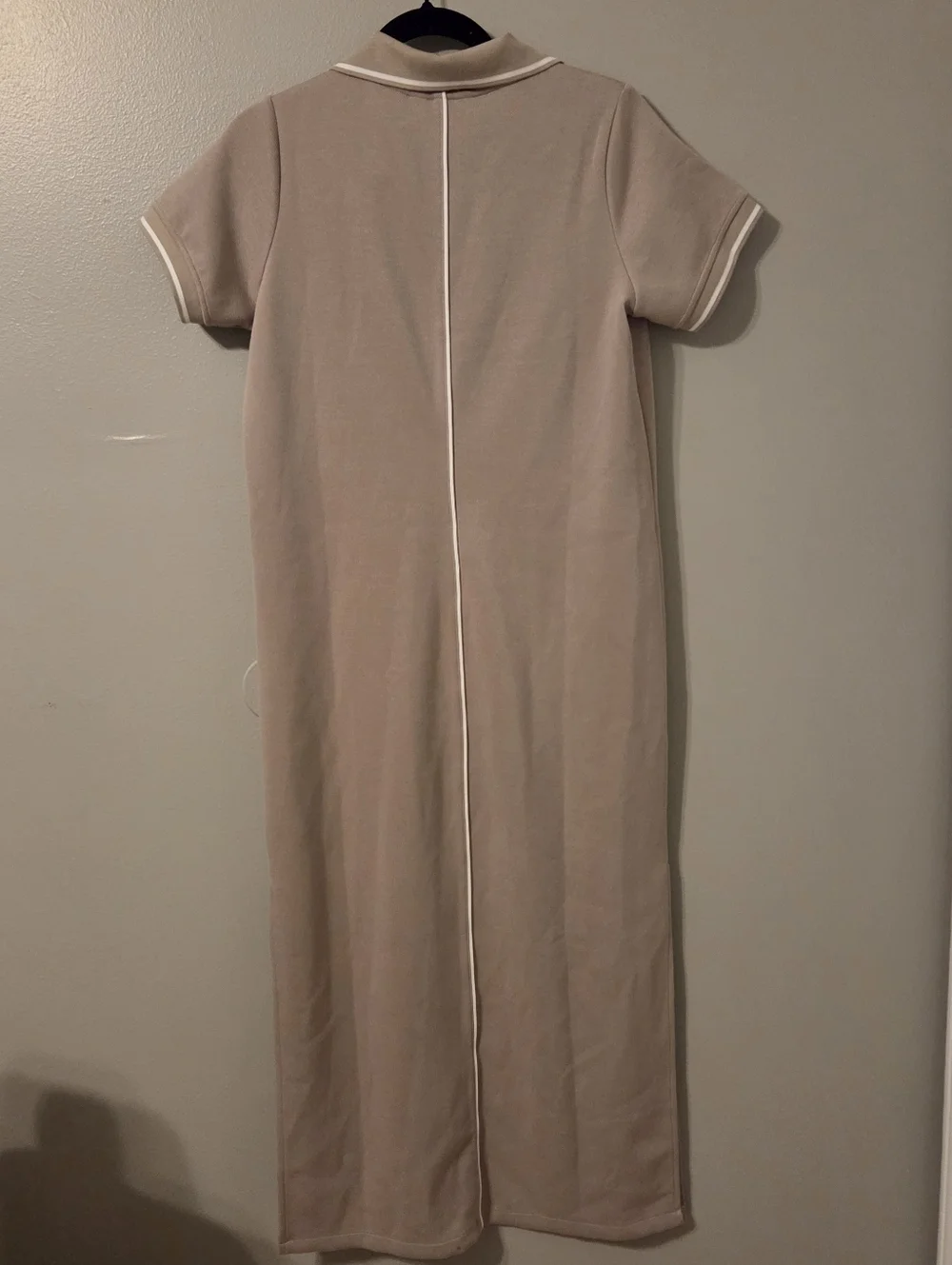 Spanx Womens Air Essentials Pique Tan Preppy Long Polo Shirt Dress. Sz M - Picture 5 of 9